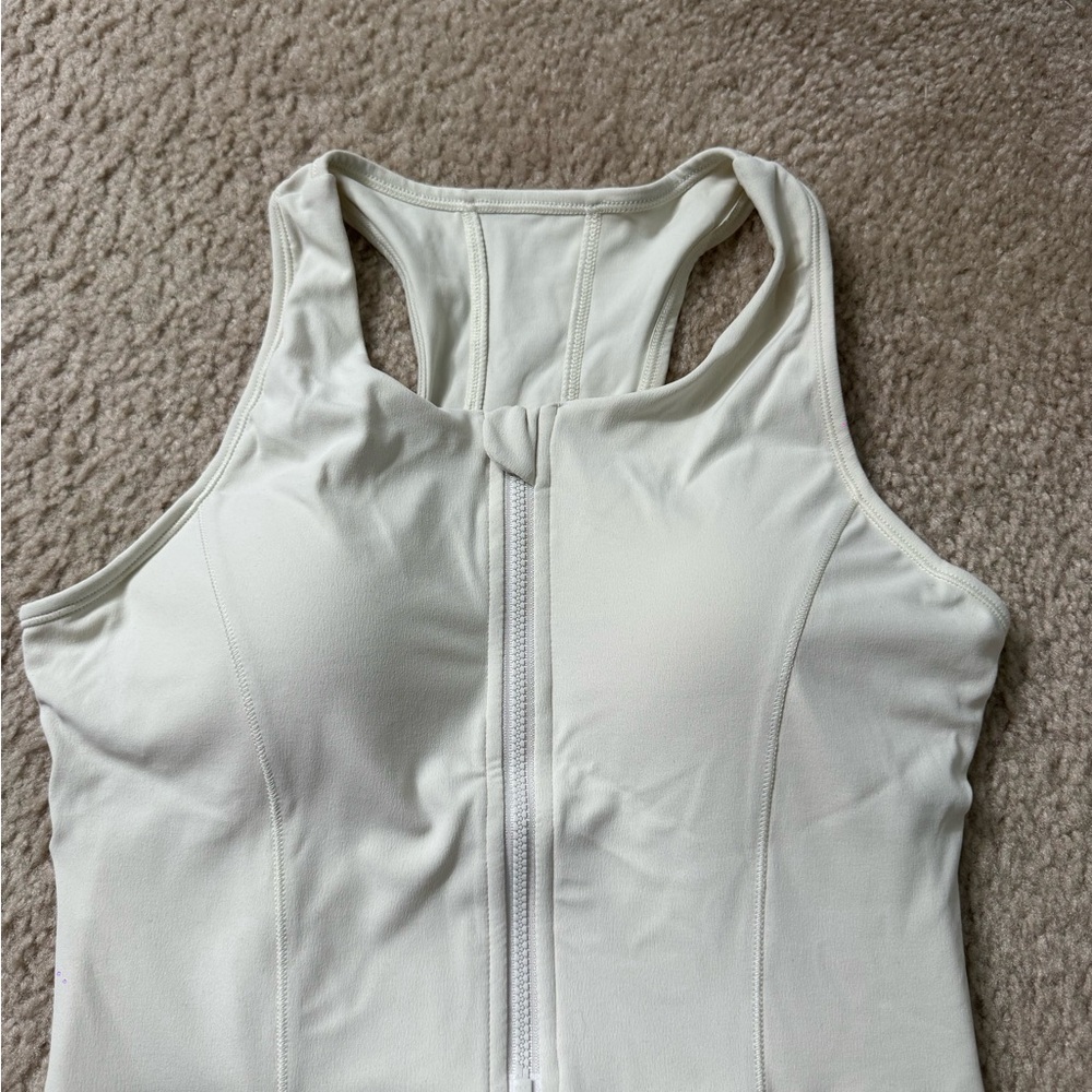 White Sleeveless Zip-Up Top